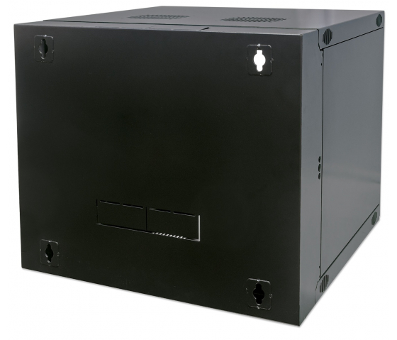 Armoire murale 19 pouces MHT119 avec porte en verre - hauteur 12U - double section - profondeur 450 mm - flatpack - noir