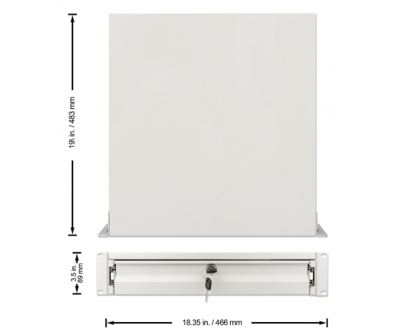 Tiroir de rangement 2U avec fente pour rack 19