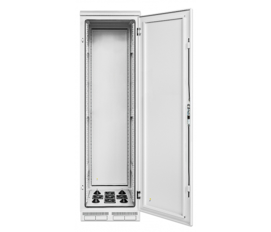 Baie réseau 19 pouces industrielle IP55 outdoor MHT161 avec ventilateurs intégrés - étanche à la poussière et aux éclaboussures - hauteur 42U - profondeur 800 mm - gris