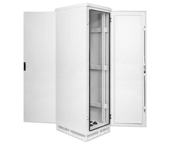 Baie réseau 19 pouces industrielle IP55 outdoor MHT161 avec ventilateurs intégrés - étanche à la poussière et aux éclaboussures - hauteur 42U - profondeur 800 mm - gris
