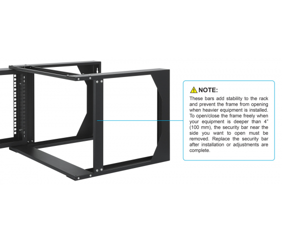Rack réseau mural 19 pouces - hauteur 6U - 2 montants - profondeur 450 mm - flatpack - noir