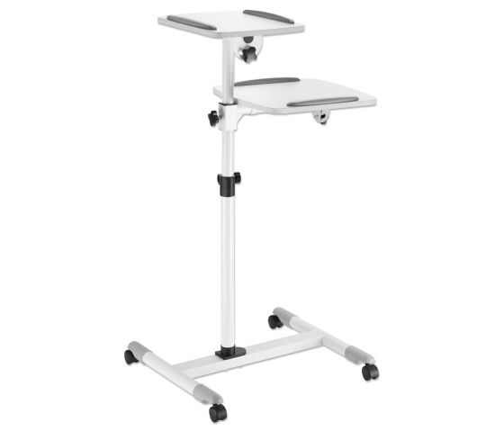 Chariot mobile pour projecteurs et ordinateurs portables avec deux plateaux pour appareils jusqu'à 10 kg