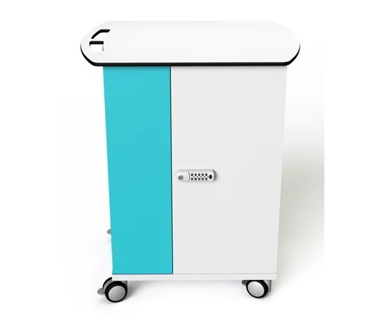 Chariot de chargement USB-C avec gestion réseau pour 16 ordinateurs portables jusqu'à 16 pouces - câbles USB-C inclus - serrure à code numérique