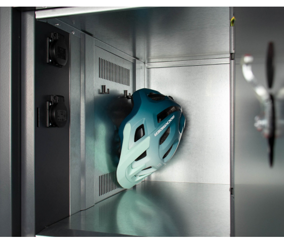 Armoire de recharge extérieure pour batteries de vélos - 4 compartiments - serrure monnayeur