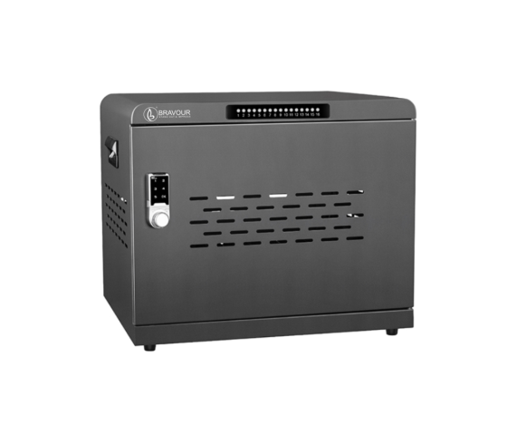 Armoire de recharge USB-C 1 000 W pour 16 ordinateurs portables & tablettes – Gestion à distance – serrure à code numérique