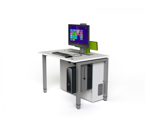 Table d'ordinateur P1 réglable en hauteur avec 1 boîtier pour moniteur électrique escamotable - 1200 (L) x 75 (P) cm
