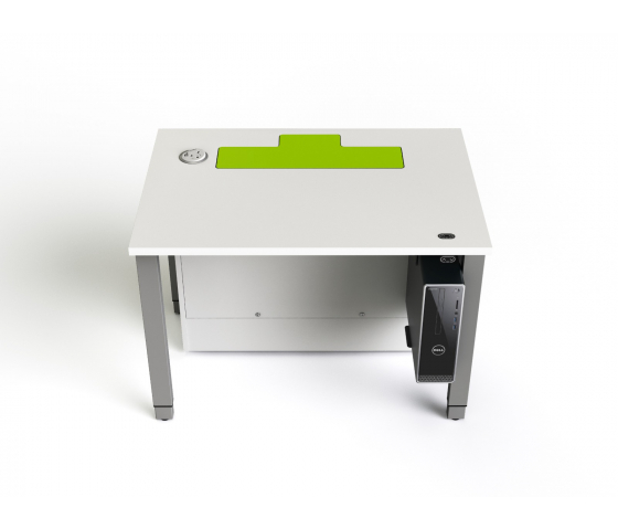 Table d'ordinateur P1 réglable en hauteur avec 1 boîtier pour moniteur électrique escamotable - 1200 (L) x 75 (P) cm