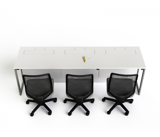 Table d'ordinateur P1 avec 3 écrans électriques escamotables - 210 (L) x 75 (P) cm