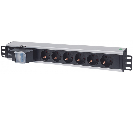 Bloc d'alimentation 19 pouces PDUMHT2 pour armoire de brassage 1,5 HE avec 6 prises et double interrupteur pneumatique