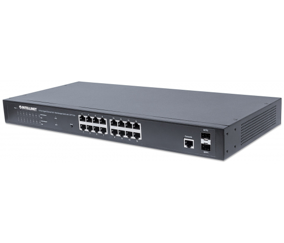 Switch PoE+ 16 ports Gigabit Ethernet géré par le Web avec 2 ports SFP - 220W PoE, montage en rack