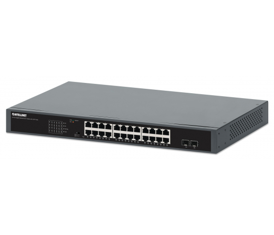 Switch PoE+ 24 ports Gigabit Ethernet avec 2 ports SFP - 370W PoE, réseau auto-réparateur, montage en rack