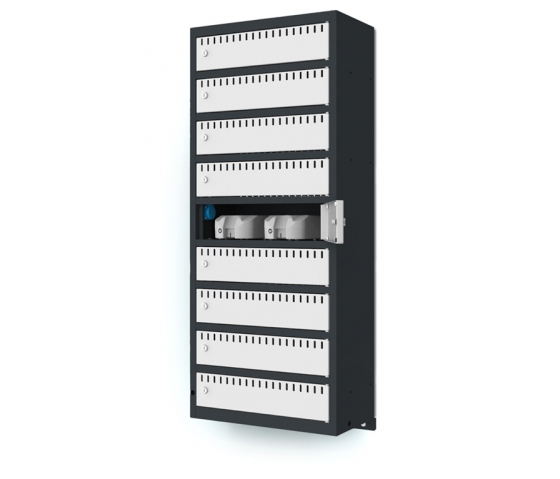 Casiers de recharge pour batteries & appareils mobiles - Montage mural - 9 compartiments