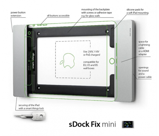 Support mural pour iPad sDock Fix A8 iPad Mini 6 - argenté