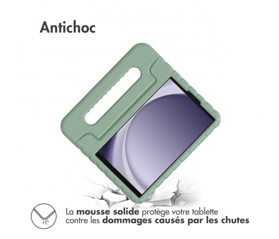 Coque de protection KidsCase avec poignée pour Samsung Galaxy Tab A9 8.7 pouces - Vert olive