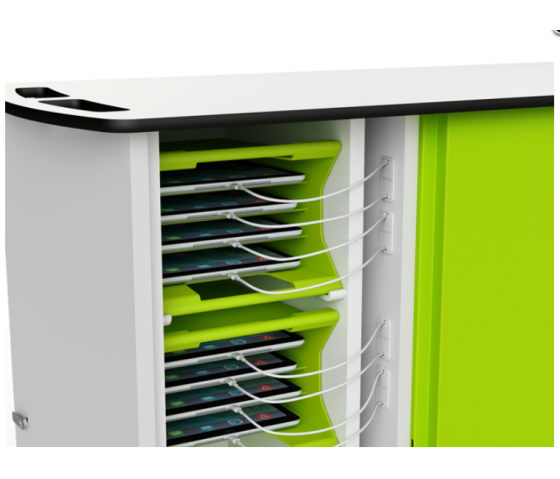 Chariot de recharge USB-C avec paniers de transport pour 32 iPads et tablettes - serrure RFID