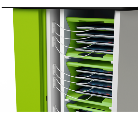 Chariot de recharge & synchronisation Zioxi avec paniers de transport pour 16 ou 32 tablettes jusqu'à 10,5 pouces