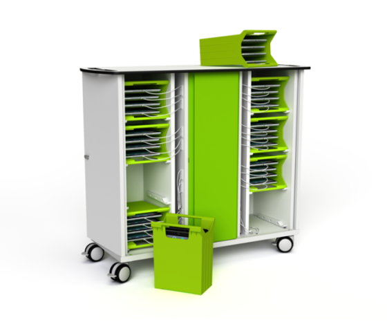 Chariot de chargement Zioxi pour 32 iPads avec paniers de transport et câbles USB-C inclus - serrure RFID