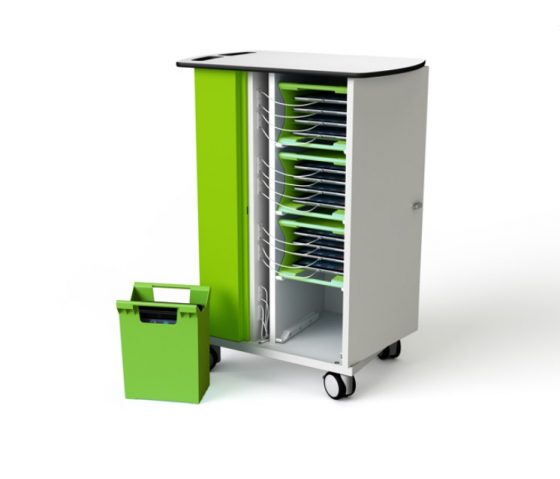 Chariot de chargement Zioxi OnView avec paniers de transport CHRGT-TBB-16-K-O3 pour 16 tablettes jusqu'à 10,5 pouces - verrouillage par clé
