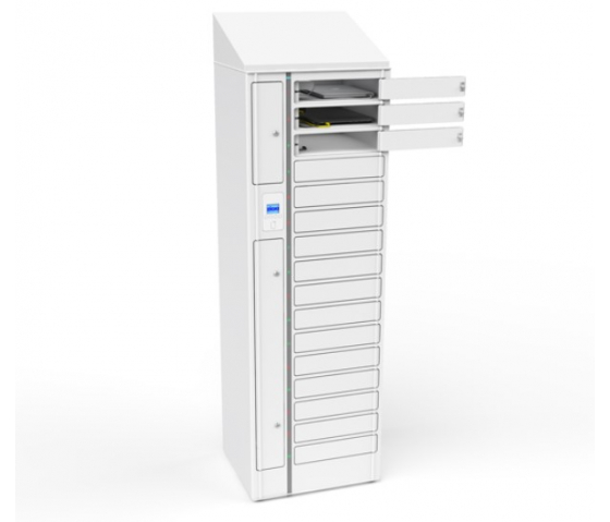 Casier de charge BYOD Volt AC & USB-C - câbles USB-C inclus pour 16 appareils jusqu'à 17 pouces - Serrure RFID + contrôle Web