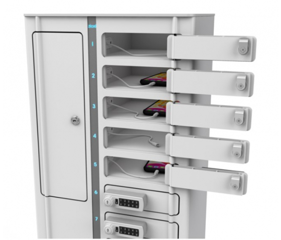 Casier de chargement USB-A Volt 1:1 - câbles 3-en-1 pour 24 smartphones - verrouillage par code numérique