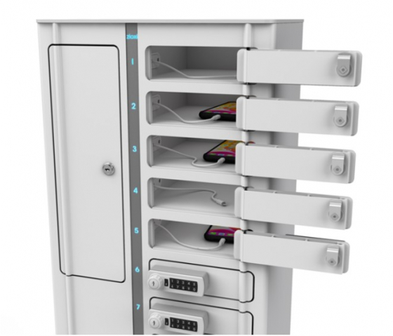 Casier de charge USB-A Volt 1:1 pour smartphones VSP1-10S-UA-K% comprenant des câbles 3-en-1 pour 10 smartphones - serrure à clé