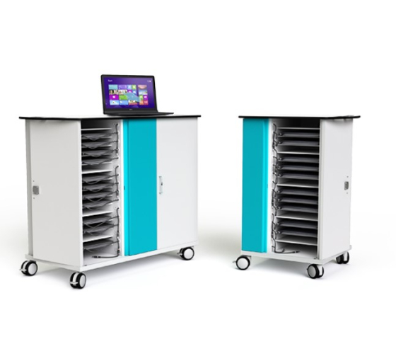 Chariot de recharge Zioxi CHRGTUC-LS-32-R pour 32 ordinateurs portables jusqu'à 16 pouces - câbles USB-C non-inclus - serrure RFID