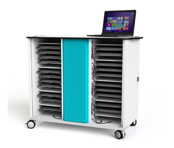 Chariot de rechargement Zioxi pour 32 ordinateurs portables USB-C - CHRGTUC-LS-32 - câbles non-inlus - serrure à clé