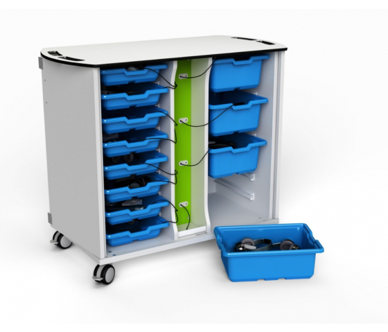 Chariot de chargement USB-A CHRGTUC-TR-16 pour 8 - 16 plateaux Gratnells - serrure à clé