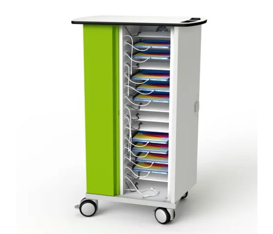 Chariot de recharge USB-C pour iPad et Pencil Zioxi CHRGTUC-PT-16-C# incluant les câbles USB-C pour 16 iPads jusqu'à 10,9 pouces - Verrouillage par code numérique.