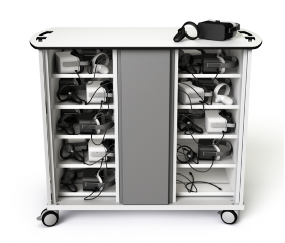 Chariot de chargement pour 40 casques VR et manettes - câbles USB-C 20W préinstallés - serrure à clé