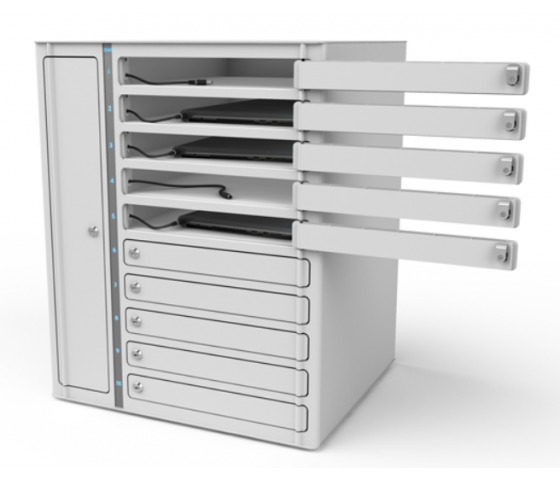 Zioxi Casier de charge Volt bay VLS1-10S-M-CP pour 10 Chromebooks jusqu'à 17 pouces - serrure à code numérique - bloc de prise de courant