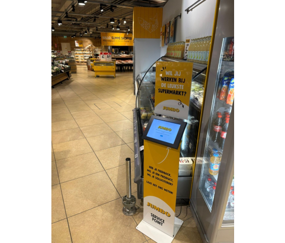 Support de tablette au sol Securo L avec plaque d'affichage pour tablettes de 12-13 pouces - blanc