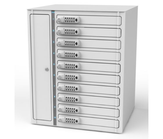 Zioxi Casier de charge Volt bay VLS1-10S-M-CP pour 10 Chromebooks jusqu'à 17 pouces - serrure à code numérique - bloc de prise de courant