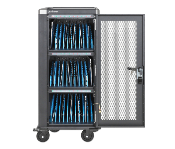Oplaadkar voor 30 tablets & laptops tot 14 inch - inclusief USB-C kabels - pincode & sleutelslot