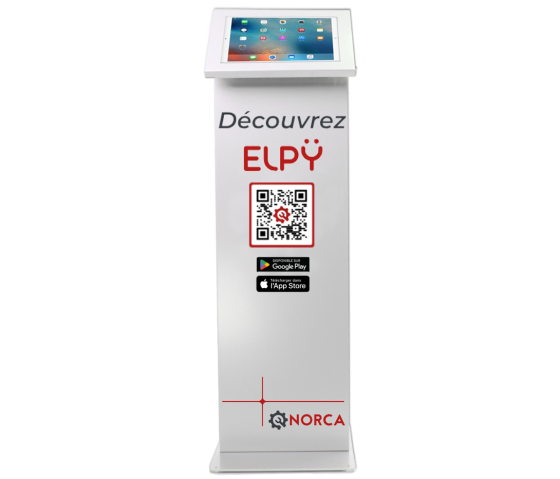 Support de tablette au sol Securo L avec plaque d'affichage pour tablettes de 12-13 pouces - blanc