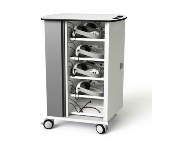 Chariot de chargement pour 20 casques VR et contrôleurs - câbles USB-C 20W préinstallés - serrure à clé