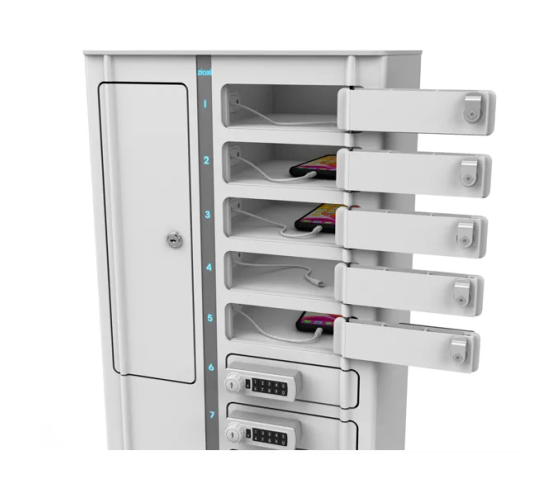 Armoire de recharge Zioxi Volt VSP1-24S-M-K-G pour 24 smartphones – prises électriques – serrure à clé