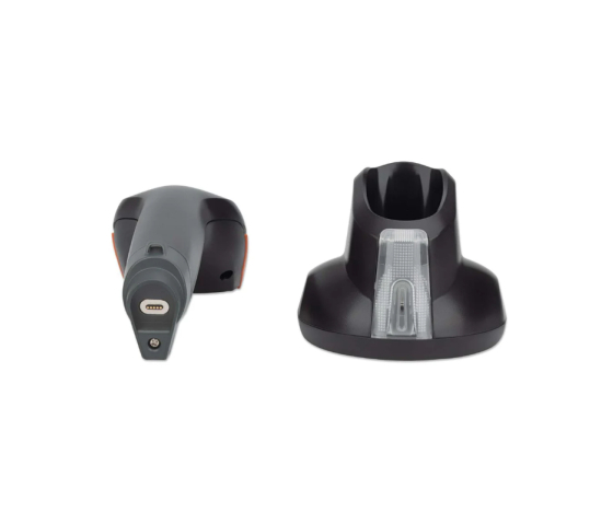 Lecteur de codes-barres 2D CCD sans fil avec base de chargement - portée de 80 m - profondeur de balayage de 250 mm