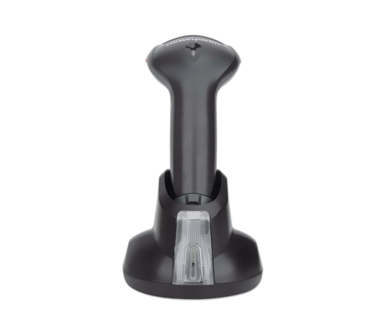 Lecteur de codes-barres 2D CCD sans fil avec base de chargement - portée de 80 m - profondeur de balayage de 250 mm