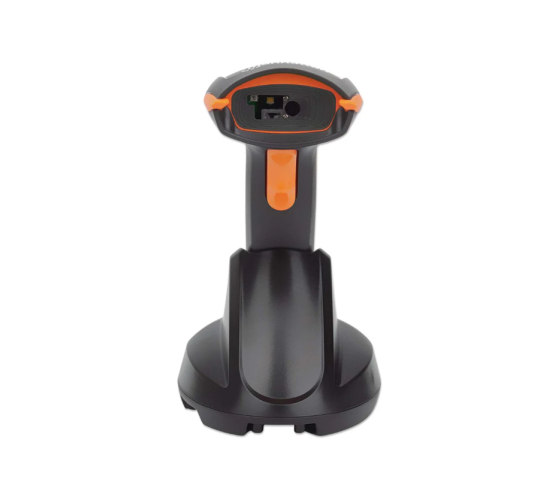Lecteur de codes-barres 2D CCD sans fil avec base de chargement - portée de 80 m - profondeur de balayage de 250 mm