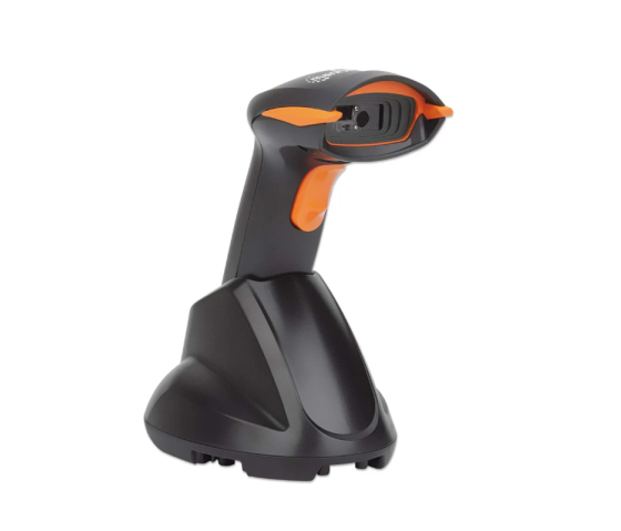 Lecteur de codes-barres 2D CCD sans fil avec base de chargement - portée de 80 m - profondeur de balayage de 250 mm