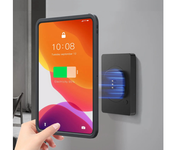 Support mural magnétique pour iPad Pro 12.9 pouces 3/4/5/6ème génération - recharge sans fil - gris