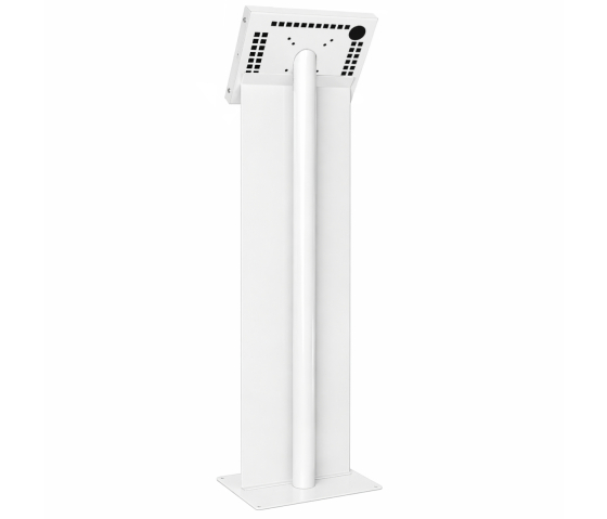 Support de tablette au sol Securo M avec plaque d'affichage pour tablettes de 9-11 pouces - blanc