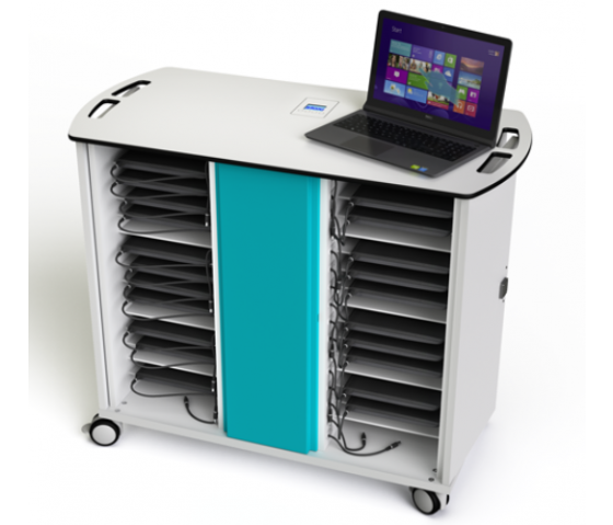 Laptop onView Chariot de chargement Zioxi CHRGT-LS-32-C-O3 pour 32 ordinateurs portables jusqu'à 16 pouces - serrure à combinaison