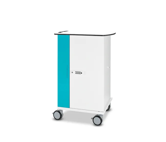 Chariot de recharge pour 16 ordinateurs - gestion réseau & portail web Zioxi onView - serrure à clé