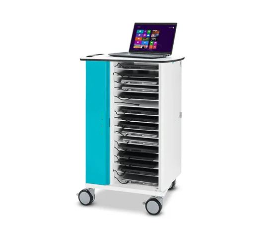Chariot de recharge pour 16 ordinateurs - gestion réseau & portail web Zioxi onView - serrure à clé