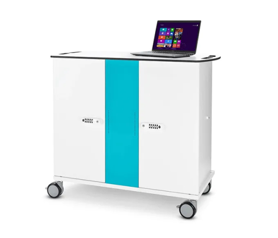 Chariot de recharge pour 16 ordinateurs - gestion réseau & portail web Zioxi onView - serrure à clé
