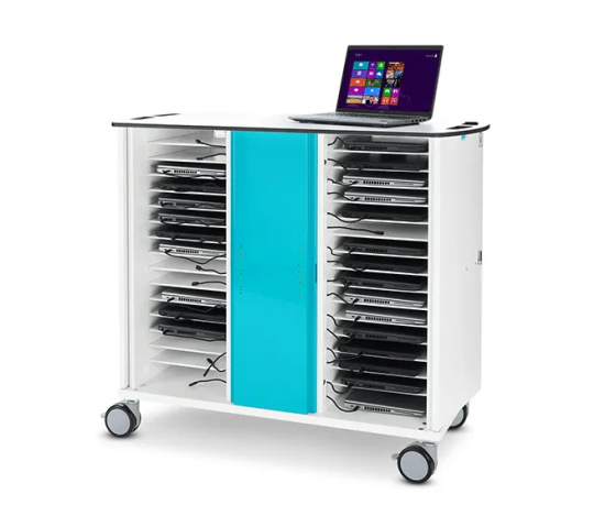 Chariot de recharge pour 16 ordinateurs portables - gestion réseau & portail web Zioxi onView - serrure RFID