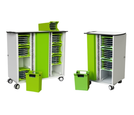 Chariot de recharge & synchronisation Zioxi avec paniers de transport pour 16 ou 32 tablettes jusqu'à 10,5 pouces