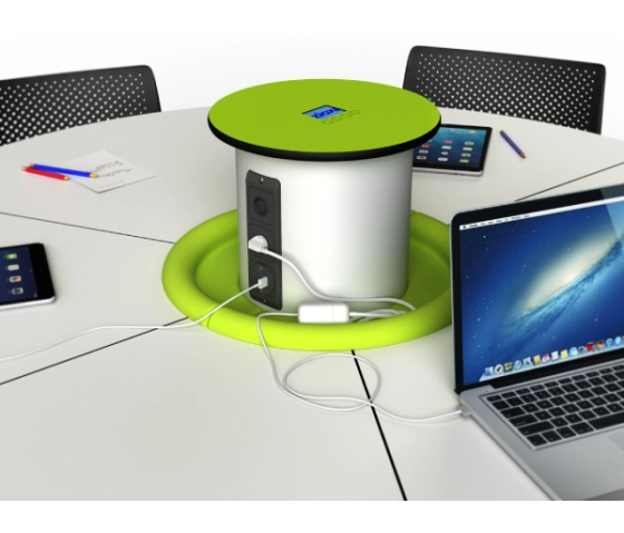 Tour d'alimentation câblée Zioxi powerHub Tower - 4 prises / 2 connexions USB-A / 2 connexions USB-C